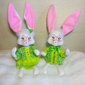 Annalee Pink and Green Easter Bunny Decor